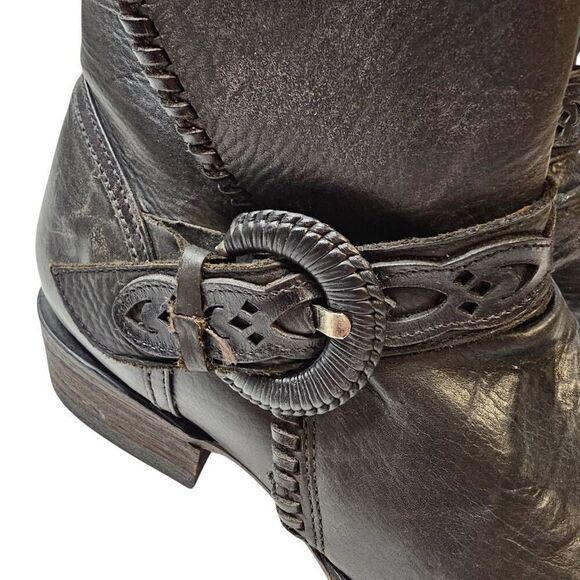 Amazon.com | Cuadra Western Ankle Bootie for Women Elegance  Cuadra Black Leather Ankle Boots with Buckle Size 6.5 Boho Handmade Designer Wes